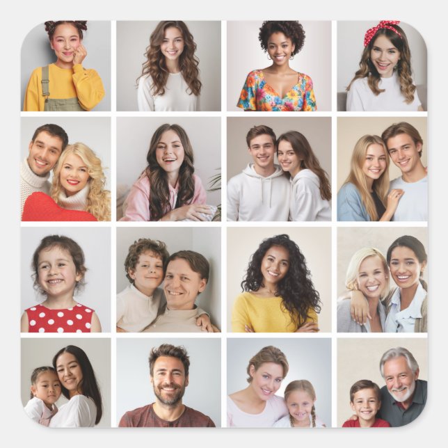 Adesivo Quadrado Crie Sua Própria Colagem De Fotos 16 (Frente)