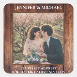 Adesivo Quadrado Crie sua própria foto de madeira rústica.