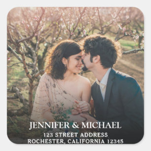 Adesivo Quadrado Crie sua própria foto pessoal Selos de casamento