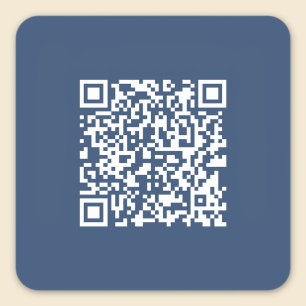 Adesivo Quadrado Crie um Código QR Escaneável Azul-Marinho Desbot
