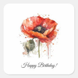 Adesivo Quadrado Crimson Bloom, custom