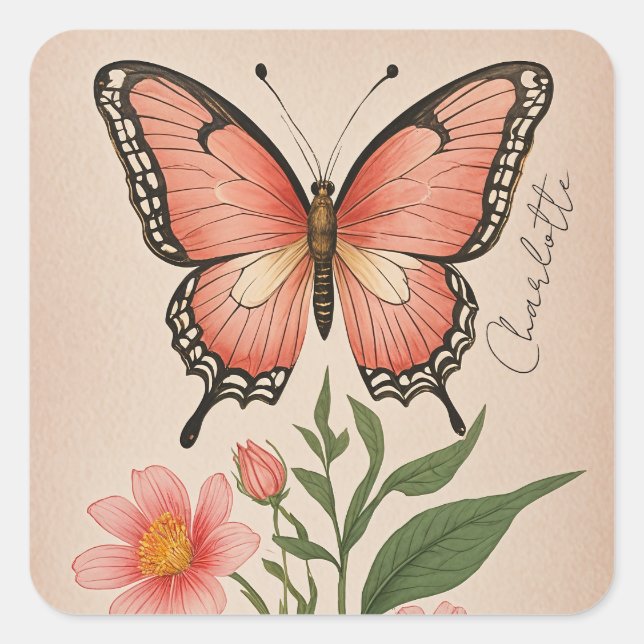 Adesivo Quadrado Crimson Serenade Personalizado (Frente)