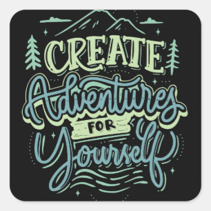 Adesivo Quadrado crio aventuras estilo vintage mote