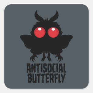 Adesivo Quadrado Criptídeo Borboleta Antissocial Mothman