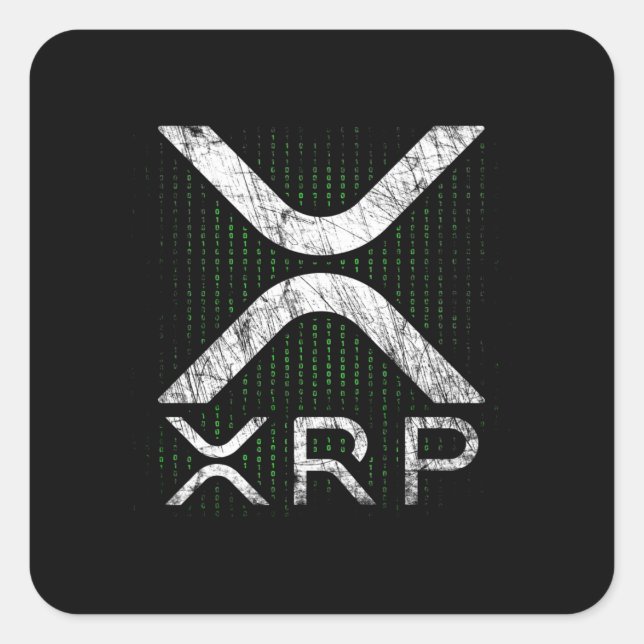Adesivo Quadrado Criptocurrency Binary Code XRP Hodlers Crypto Memo (Frente)