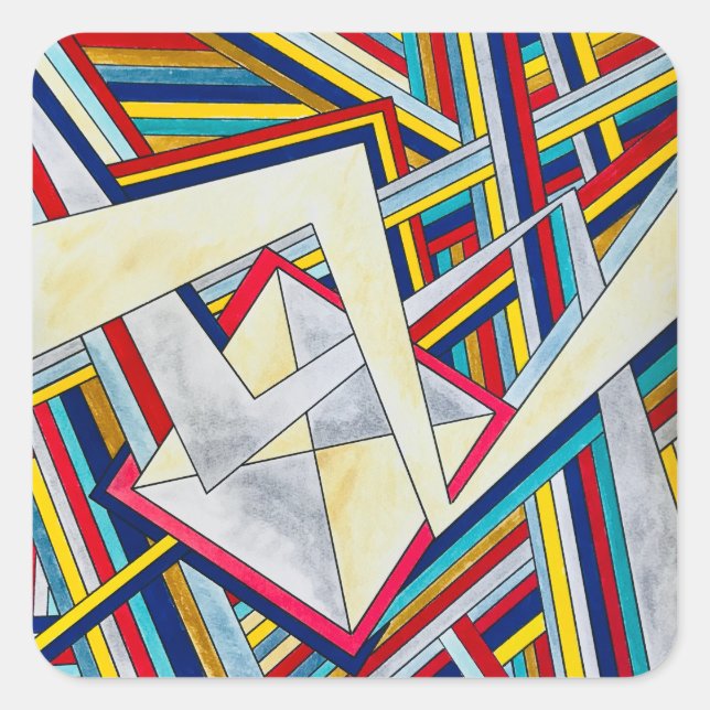 Adesivo Quadrado Criss Cross-Modern Bauhaus Geometric Art (Frente)
