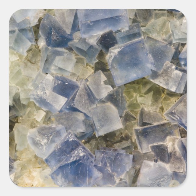 Adesivo Quadrado Cristais de Fluorite Azul na Matriz (Frente)