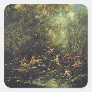 Adesivo Quadrado Cristo atendido pelos anjos, c.1725-30 (óleo em c