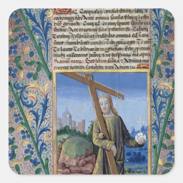 Adesivo Quadrado Cristo com a Cruz e o orbe (Frente)