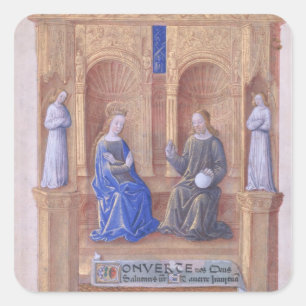 Adesivo Quadrado Cristo e a Virgem Maria Enthroned