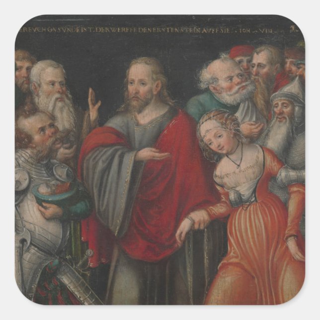 Adesivo Quadrado Cristo e Adultério (Frente)