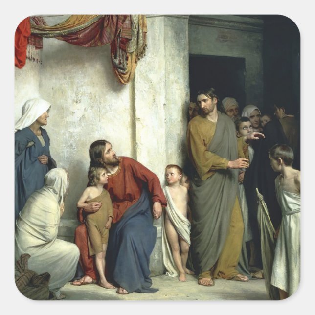 Adesivo Quadrado Cristo e Crianças (Frente)
