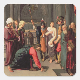 Adesivo Quadrado Cristo e o adultèrio recolhido mulher