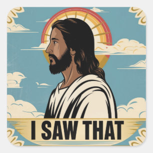 Adesivo Quadrado Cristo Jesus está te observando, Jesus eu vi aquil