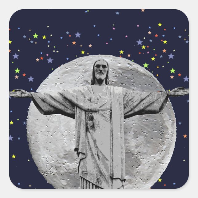 Adesivo Quadrado Cristo, lua e estrelas (Frente)