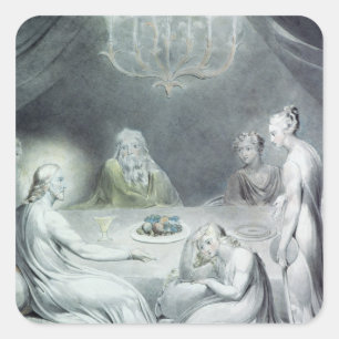 Adesivo Quadrado Cristo na casa de Martha e de Mary