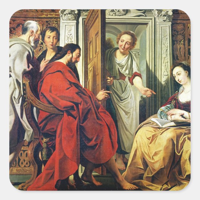 Adesivo Quadrado Cristo na Casa de Martha e Maria de Bethany (Frente)