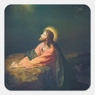 Adesivo Quadrado Cristo no Jardim do Getsêmani Pintura Cristã