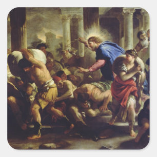 Adesivo Quadrado Cristo que conduz os comerciantes do templo