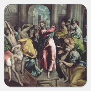 Adesivo Quadrado Cristo que conduz os comerciantes do templo