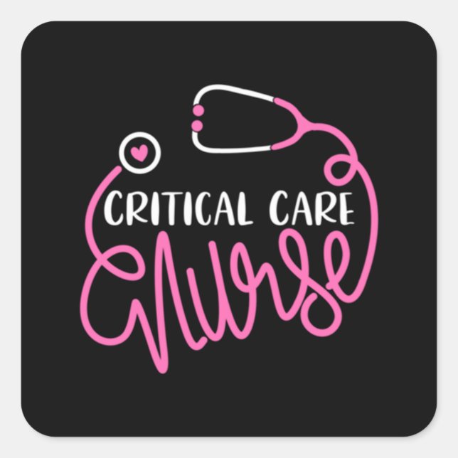 Adesivo Quadrado Critical Care Nurse Logo RN Critical Care Nursing (Frente)