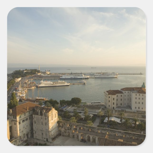 Adesivo Quadrado Croácia, Dalmácia, Split. Vista de Riva (Frente)