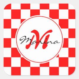 Adesivo Quadrado Croácia | Hrvatska | Nome Monograma