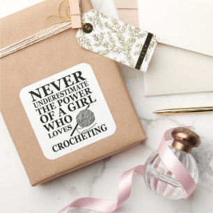 Adesivo Quadrado Crochet engraçado cita presente de crochê