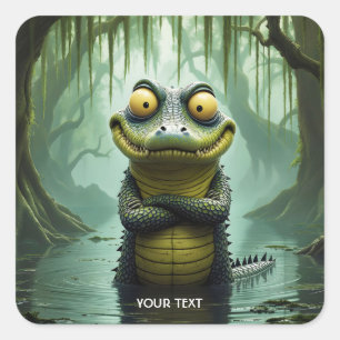 Adesivo Quadrado Crocodilo da Floresta dos Pântanos Fantasy