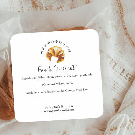 Adesivo Quadrado Croissant Watercolor Bakery Ingredients Product