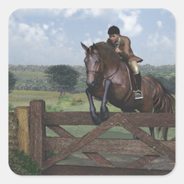 Adesivo Quadrado Cross Country - Jumping Horse Sticker