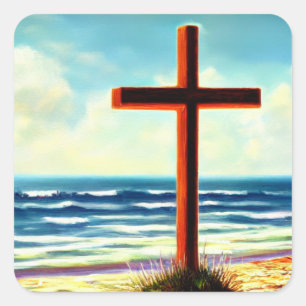 Adesivo Quadrado Cross on Beach Sticker