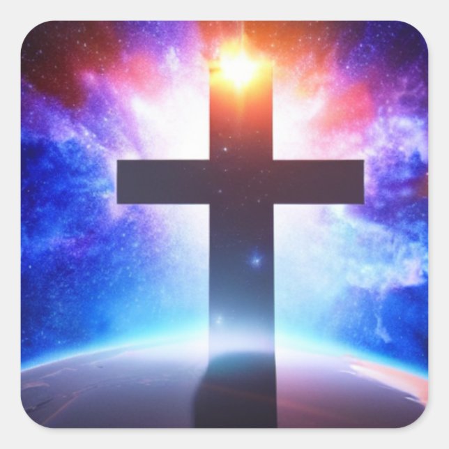 Adesivo Quadrado Cross Over the World in Space Sticker (Frente)