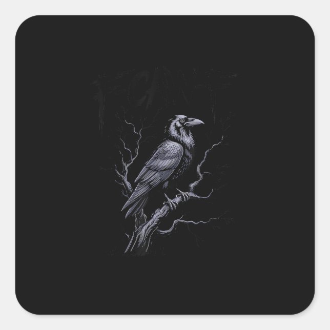 Adesivo Quadrado Crow F-Caw-F Funny Bird Saying Humor Meme (Frente)