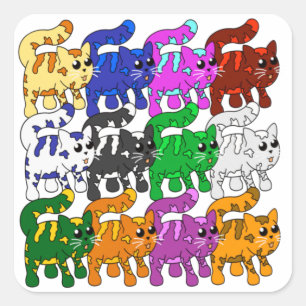 Adesivo Quadrado Crowd de Kitten, Padrão Xmas Bonito