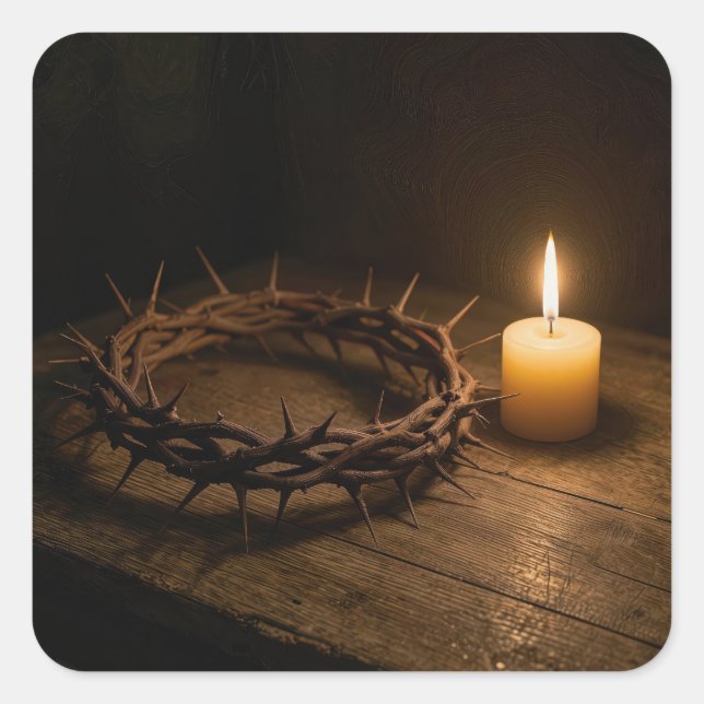 Adesivo Quadrado Crown of Thorns Illuminated By a Candle (Frente)