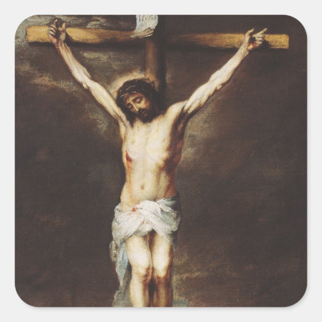 Adesivo Quadrado Crucificação por Bartolome Esteban Murillo (Frente)