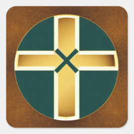 Adesivo Quadrado Cruz Castanha com Vinhetas de Fundo Teto