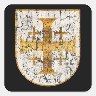 Adesivo Quadrado Cruz de Jerusalem, afligida