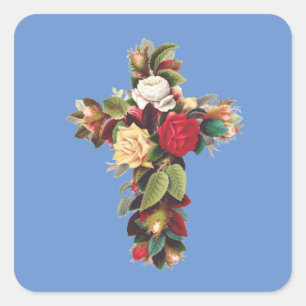 Adesivo Quadrado Cruz de Rosas O Símbolo da Rosa Cruz Rosacruz