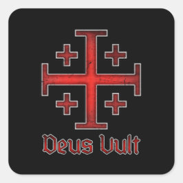 Adesivo Quadrado Cruz Deus Vult Cavaleiro Templário de Jerusalém