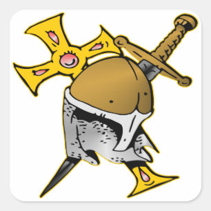 Adesivo Quadrado Cruzamento e Espada do Capacete Cruzado