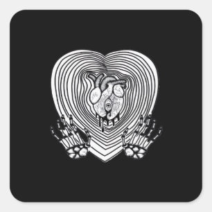Adesivo Quadrado Crying Heart Classic - Skeleton mãos Heart