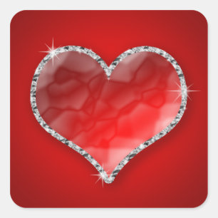 Adesivo Quadrado Crystal Heart