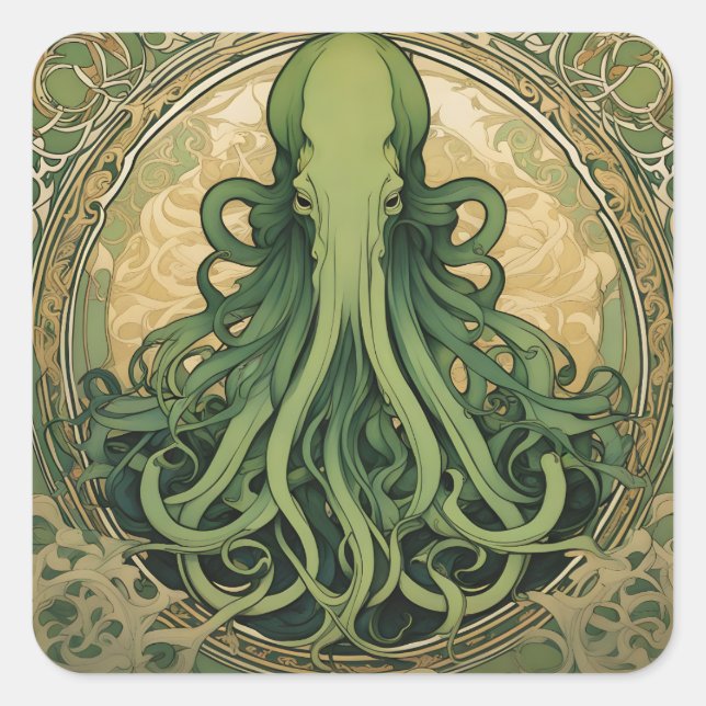 Adesivo Quadrado Cthulhu Art Nouveau (Frente)