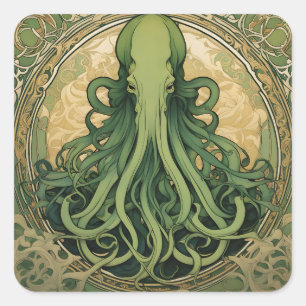 Adesivo Quadrado Cthulhu Art Nouveau