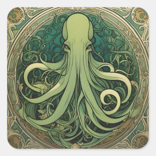 Adesivo Quadrado Cthulhu Art Nouveau