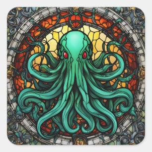 Adesivo Quadrado Cthulhu StainGlass