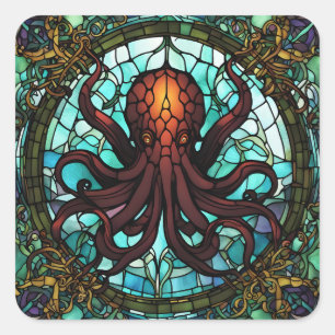 Adesivo Quadrado Cthulhu StainGlass