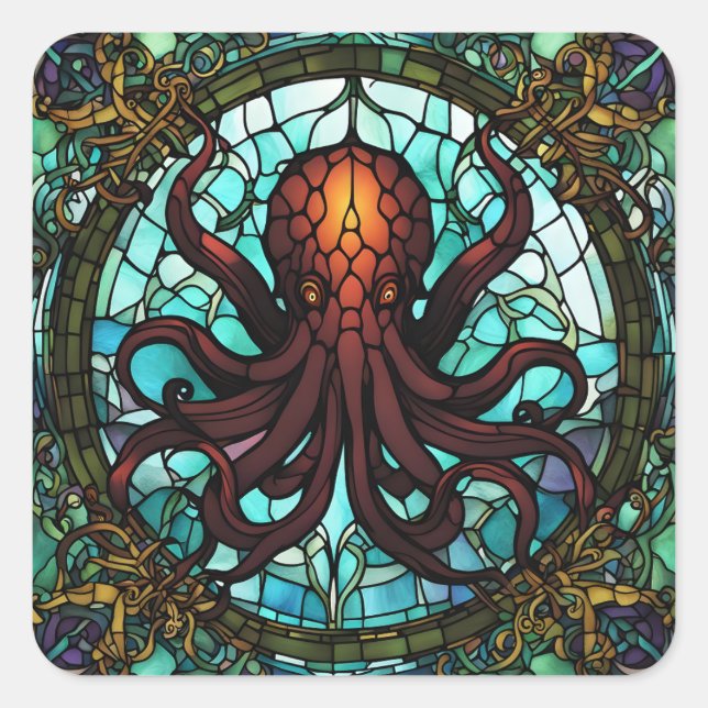 Adesivo Quadrado Cthulhu StainGlass (Frente)